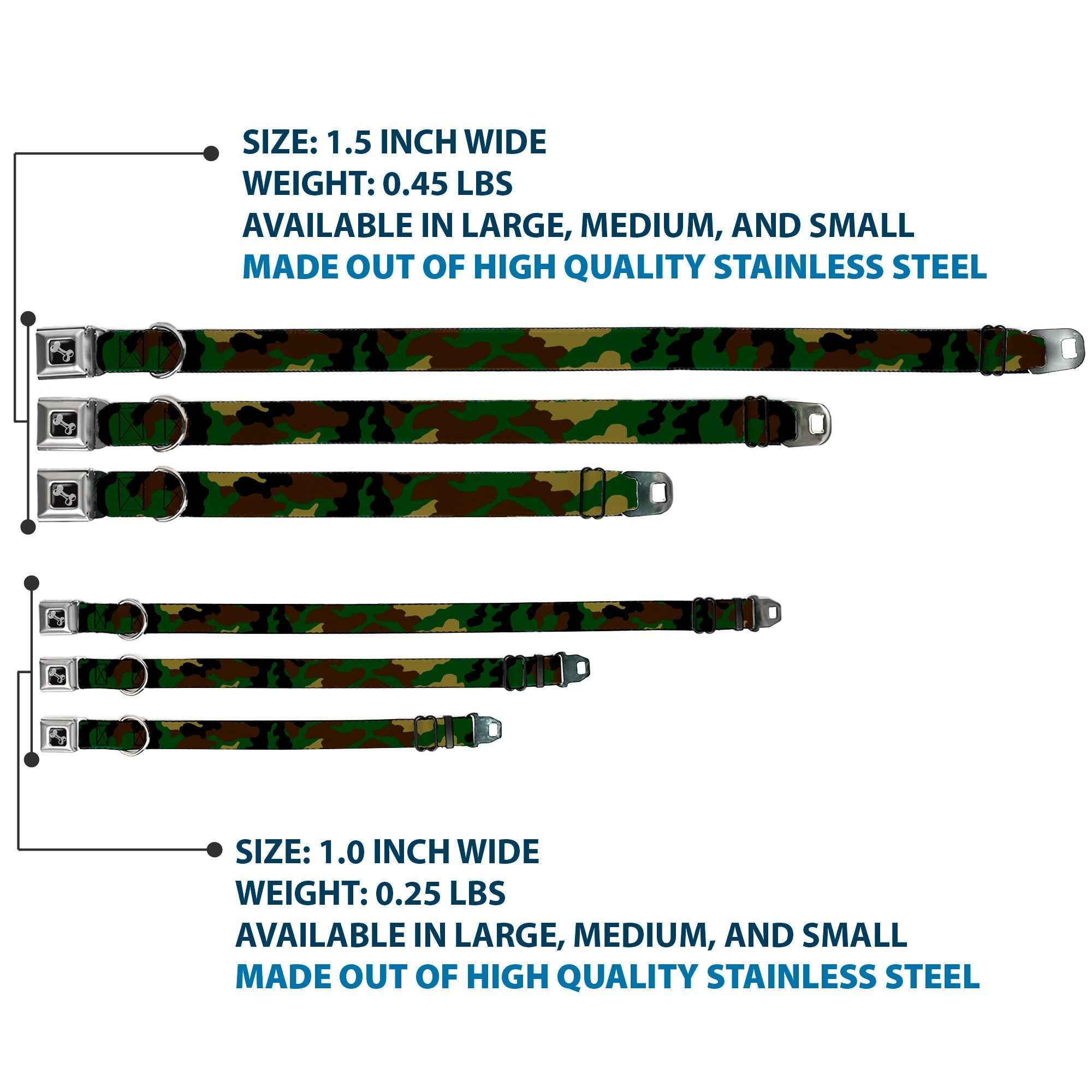 Buckle-Down Camo Olive Seatbelt Buckle Dog Collar