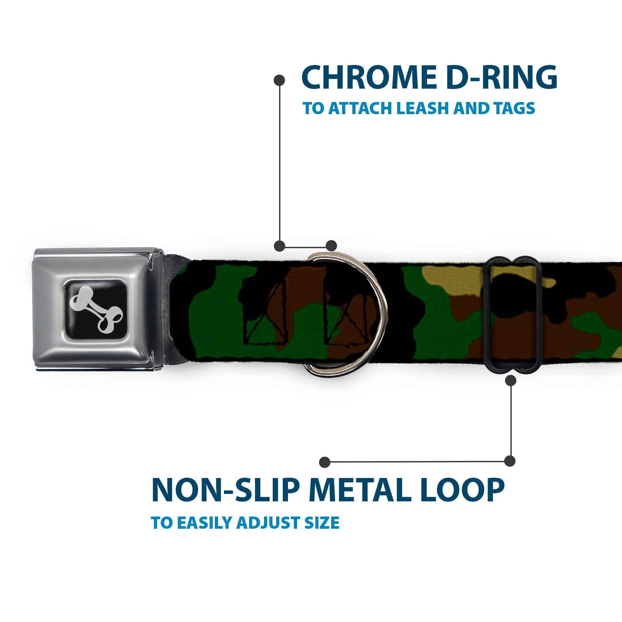 Buckle-Down Camo Olive Seatbelt Buckle Dog Collar