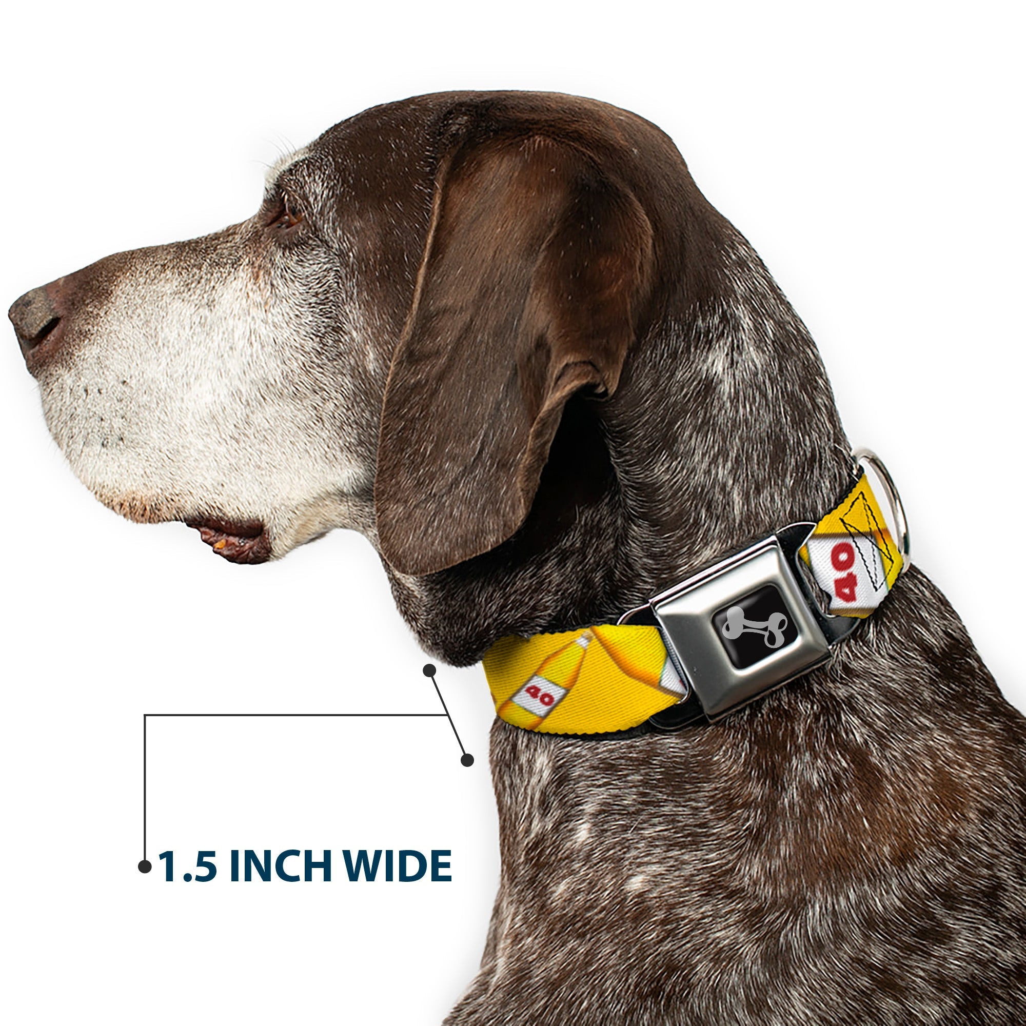 Buckle-Down Seatbelt Buckle Dog Collar - 40 Oz. Beer Bottles Yellow