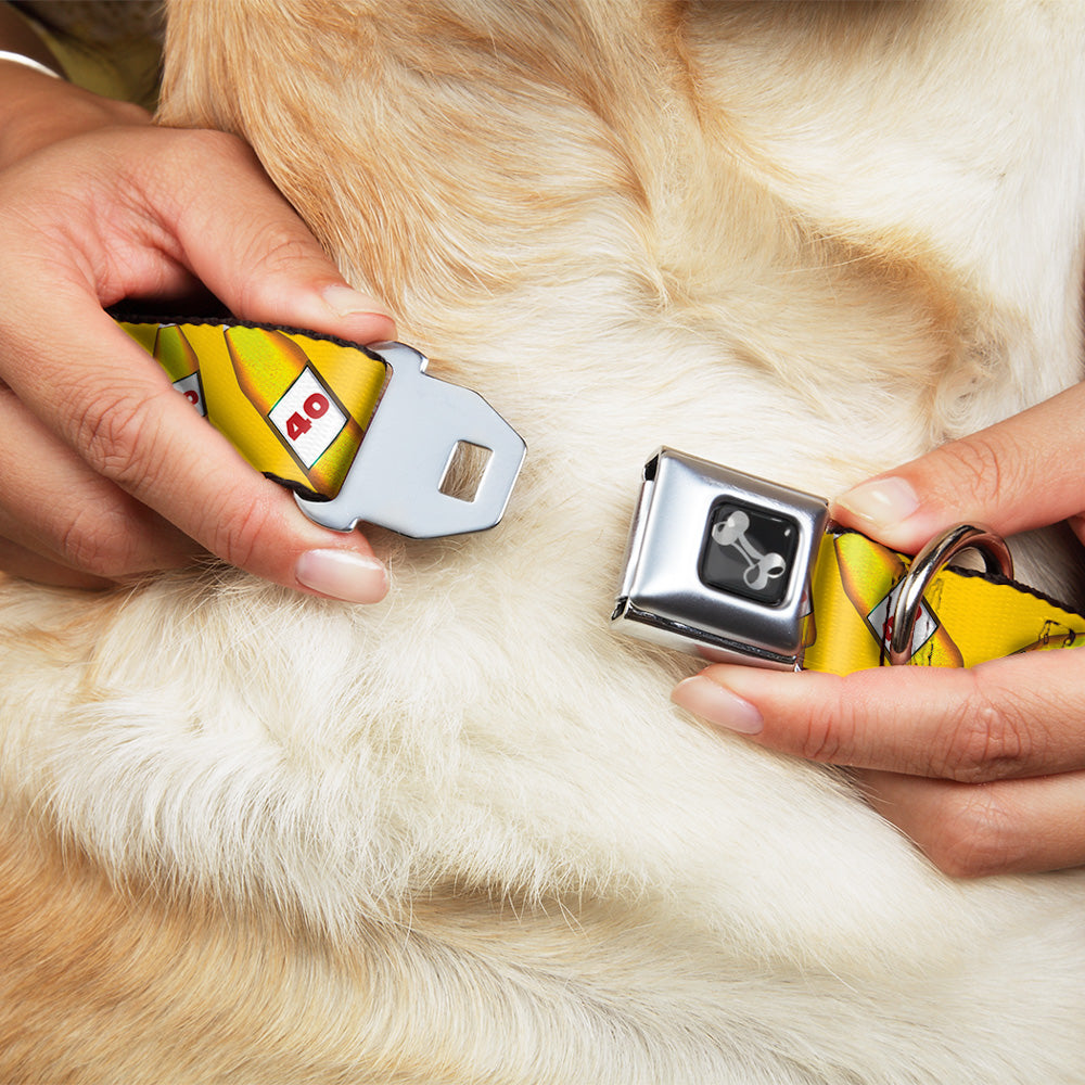 Buckle-Down Seatbelt Buckle Dog Collar - 40 Oz. Beer Bottles Yellow