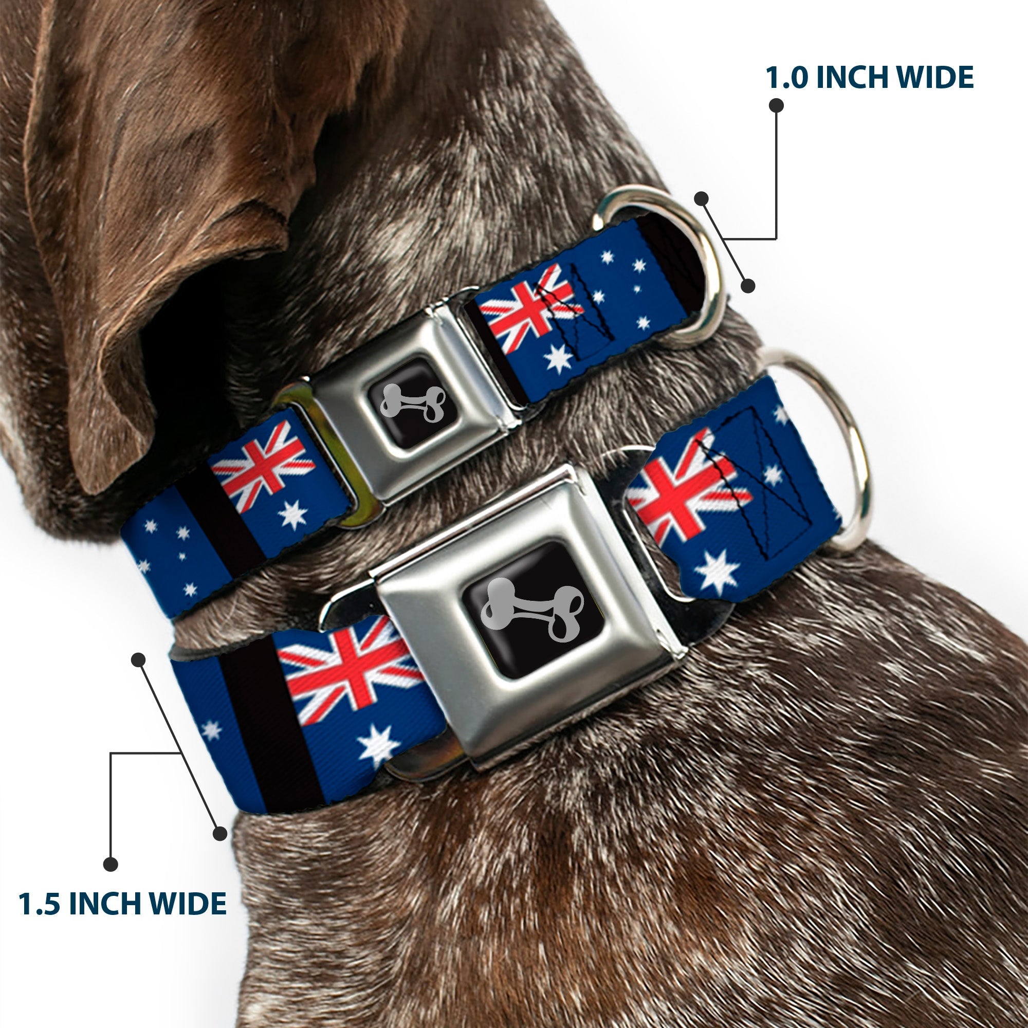 Dog Bone Seatbelt Buckle Collar - Australia Flags