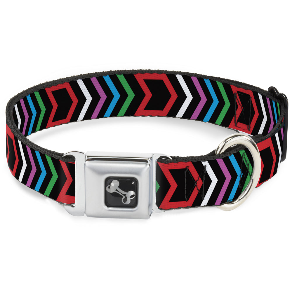 Dog Bone Seatbelt Buckle Collar - Arrows Black/Multi Color