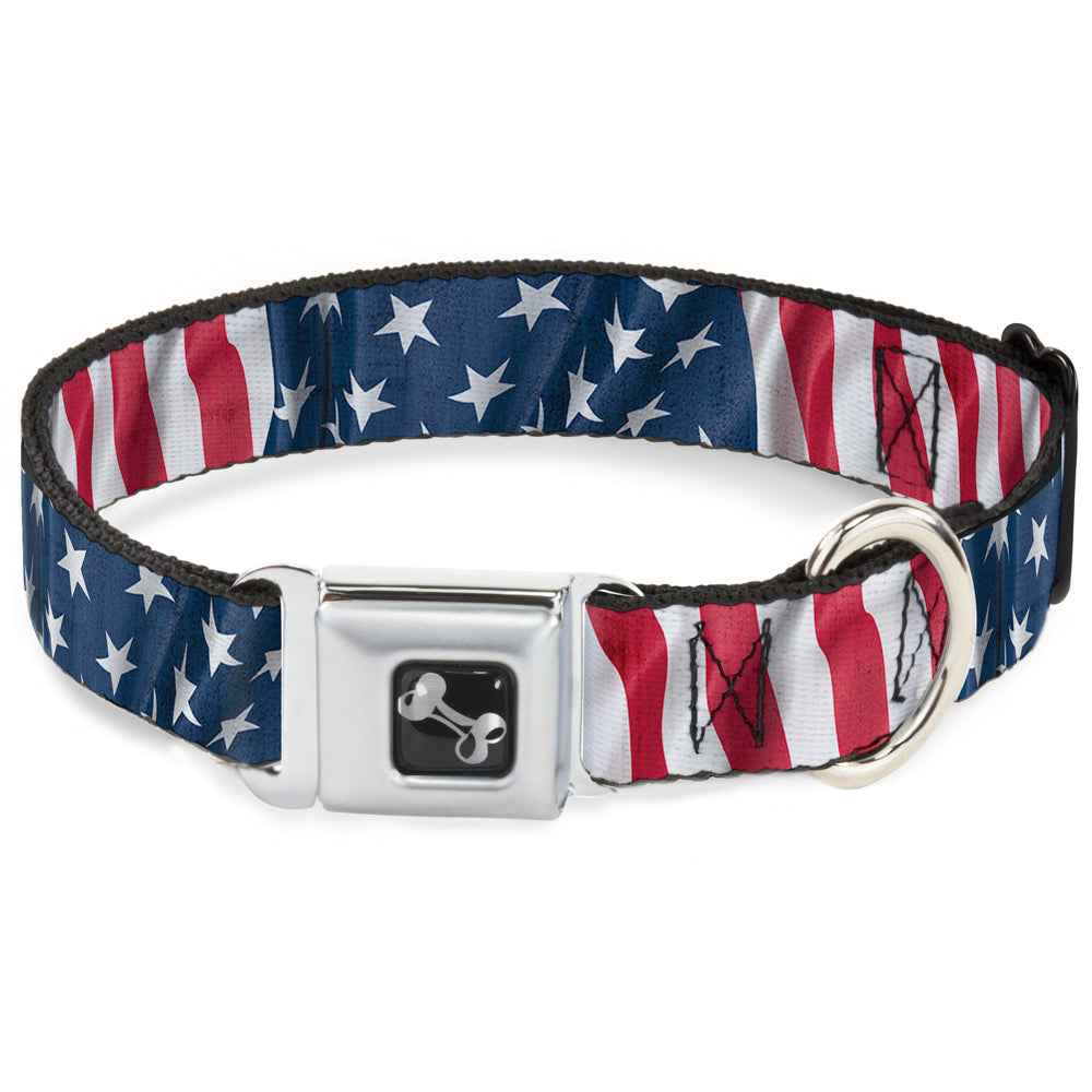 Buckle-Down American Flag Vertical Close-Up Seatbelt Buckle Dog Collar