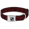 Dog Bone Seatbelt Buckle Collar - Bandana/Skulls Black/Red