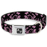 Dog Bone Seatbelt Buckle Collar - Butterfly Garden Black/Pink