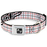Dog Bone Seatbelt Buckle Collar - BD Plaid White/Gray/Red