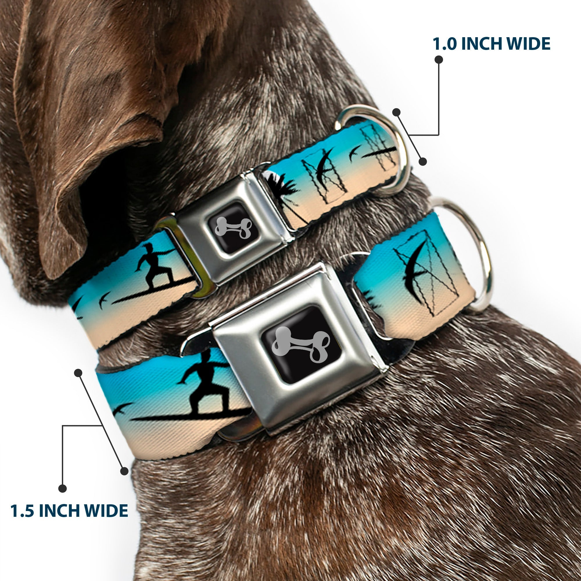Dog Bone Seatbelt Buckle Collar - Beach Surfer