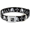 Dog Bone Seatbelt Buckle Collar - BD Skulls w/Wings Black/White