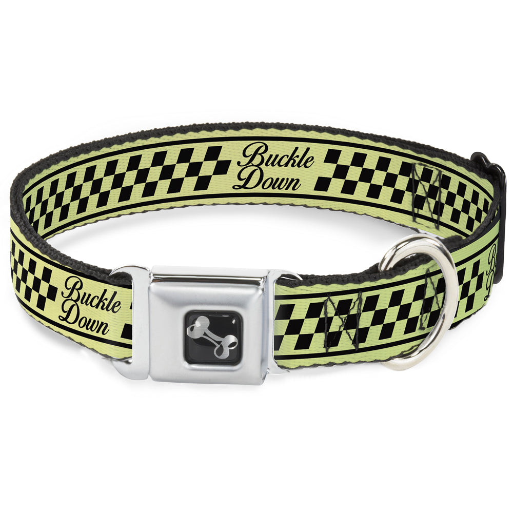 Dog Bone Seatbelt Buckle Collar - Buckle-Down Cab Stripe Green/Yellow Fade