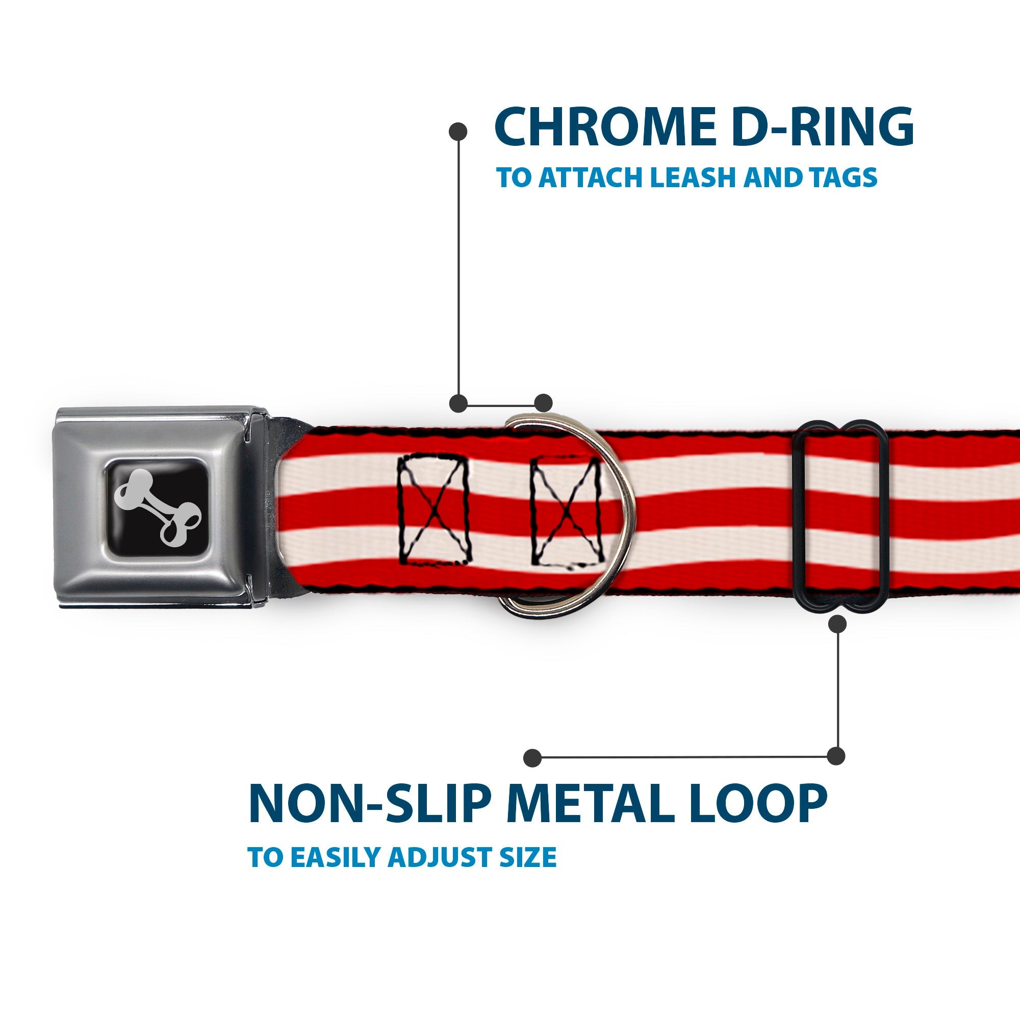 Dog Bone Seatbelt Buckle Collar - Bacon Stripe