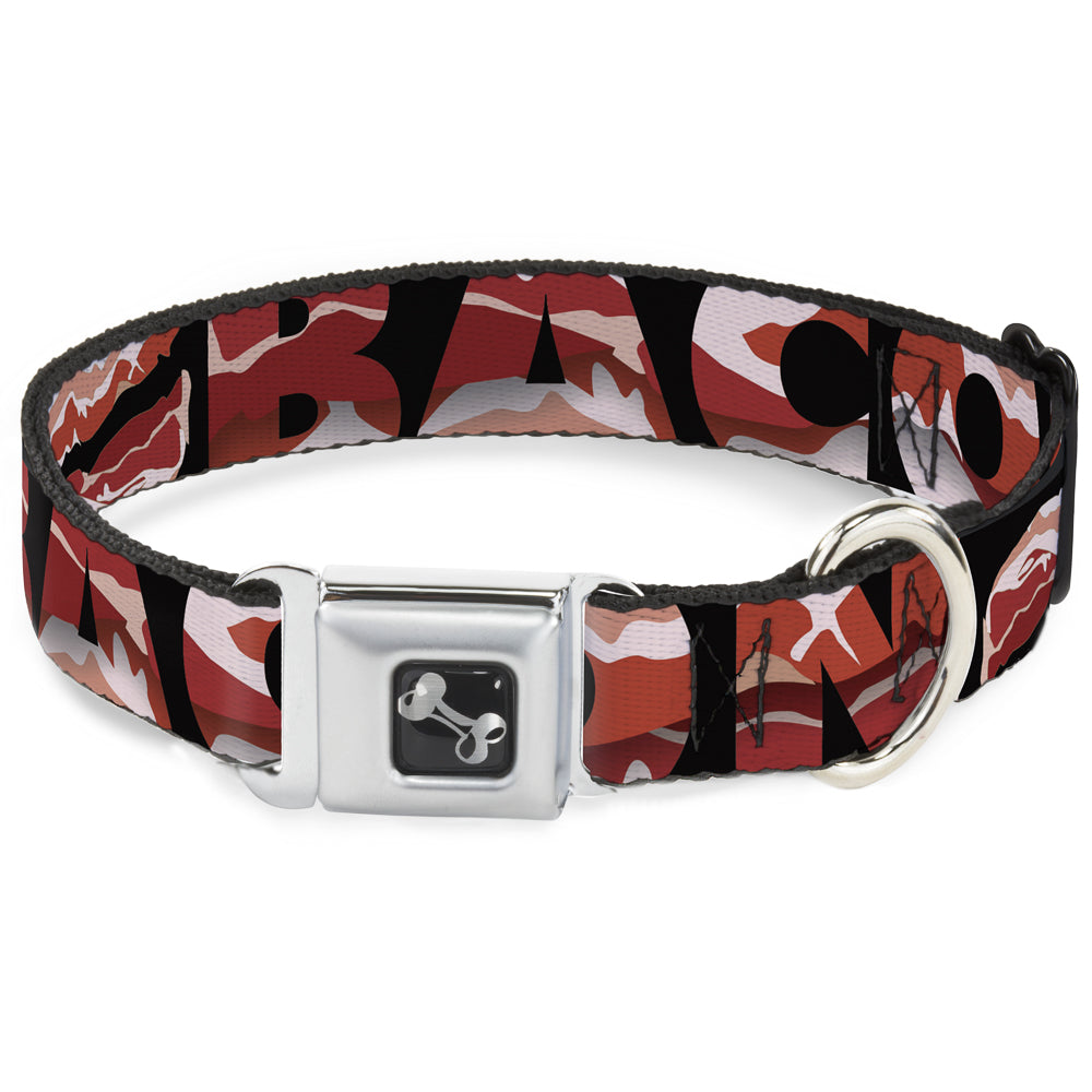 Dog Bone Seatbelt Buckle Collar - Bacon w/Text1