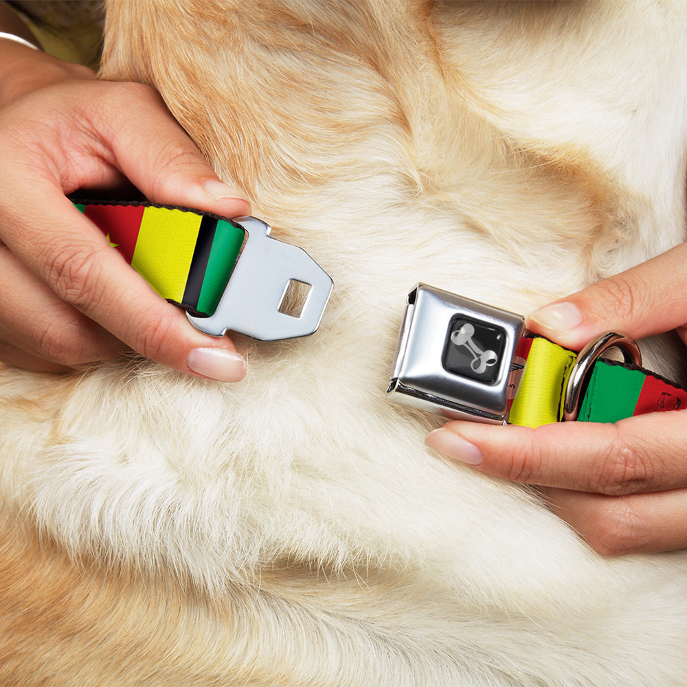 Dog Bone Seatbelt Buckle Collar - Cameroon Flags