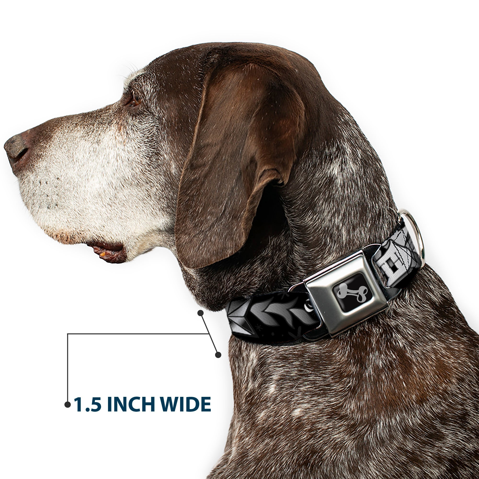 Dog Bone Seatbelt Buckle Collar - Death or Glory Black/White
