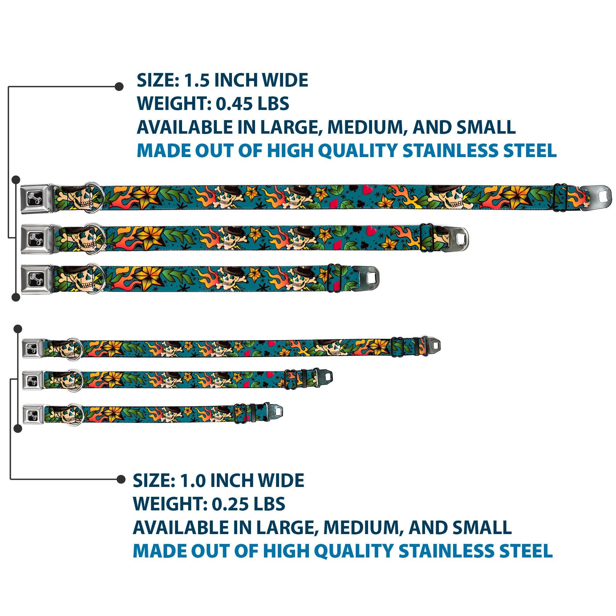 Dog Bone Seatbelt Buckle Collar - Death or Glory CLOSE-UP Gray