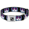 Dog Bone Seatbelt Buckle Collar - Dopey Eyes Black/Baby Blue/Purple