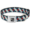 Buckle-Down Diamond Plaid Blues & Khaki & Red Seatbelt Buckle Dog Collar