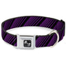 Dog Bone Seatbelt Buckle Collar - Diagonal Stripes Purples
