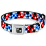 Dog Bone Seatbelt Buckle Collar - Dot Blocks Blue/Red/Black/White