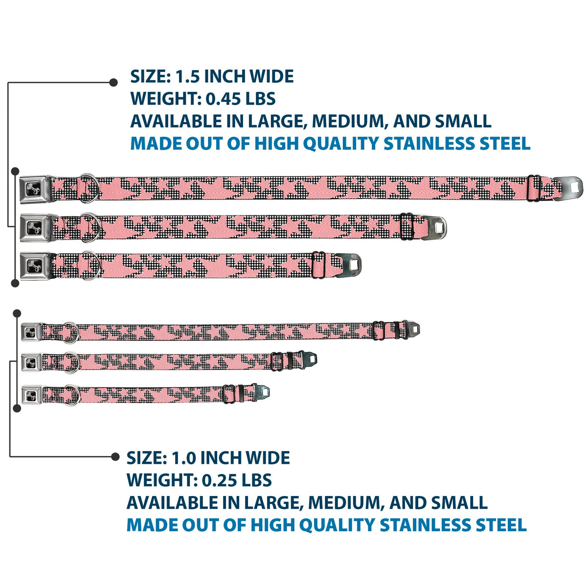 Dog Bone Seatbelt Buckle Collar - Eighties Stars2 Black/White/Red