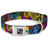 Dog Bone Seatbelt Buckle Collar - Eighties Shades Tapes Black/Neon