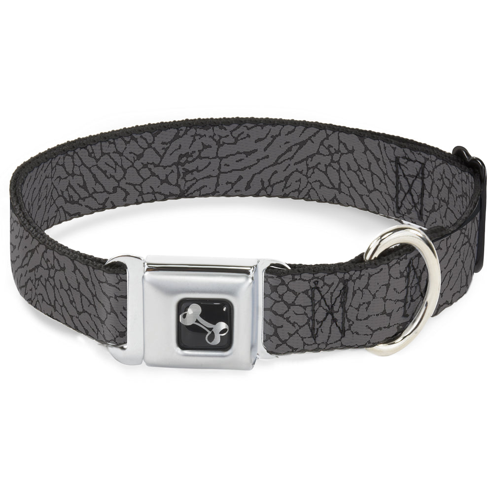 Dog Bone Seatbelt Buckle Collar - Elephant Crackle Grays