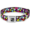 Buckle-Down Funky Skulls Hearts & Stars Black/Multicolor Seatbelt Buckle Dog Collar