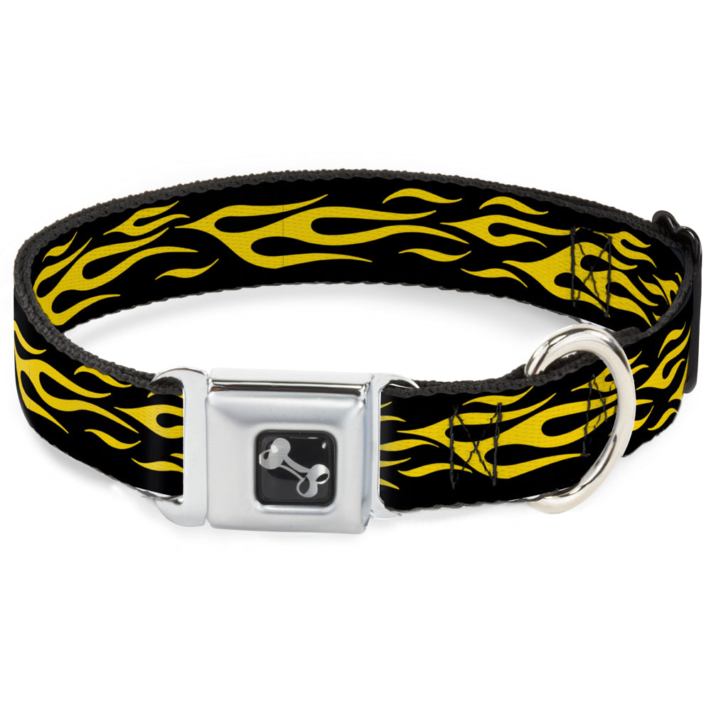 Dog Bone Seatbelt Buckle Collar - Flame Yellow