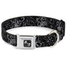 Dog Bone Seatbelt Buckle Collar - Fleur-de-Lis Outline w/Filigree Black/Gray
