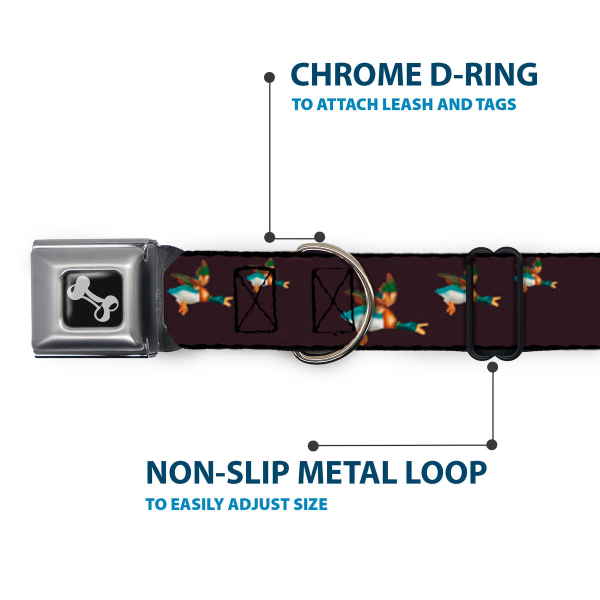 Dog Bone Seatbelt Buckle Collar - Flying Mallards Burgundy