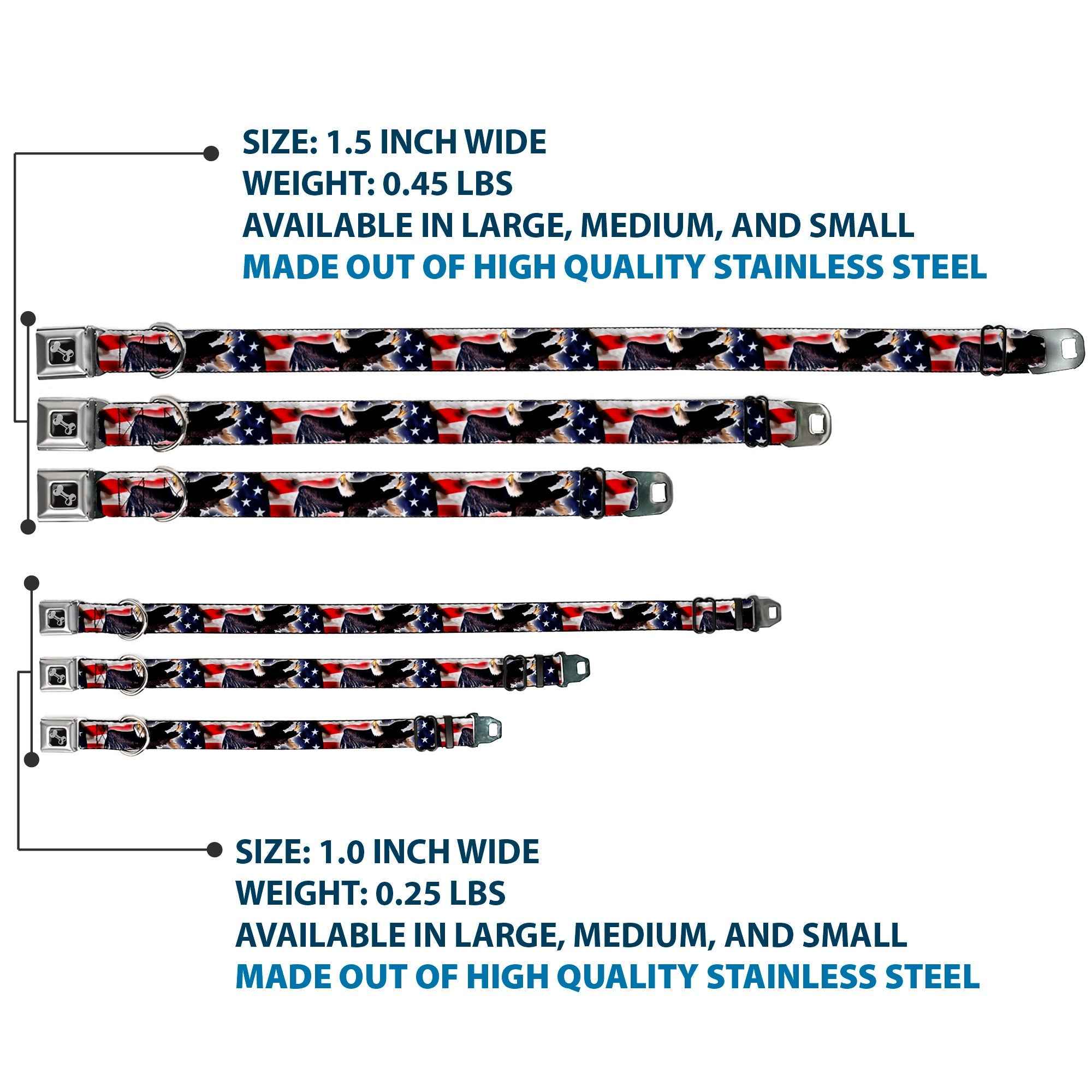 Buckle-Down Flying Eagle/American Flag Seatbelt Buckle Dog Collar