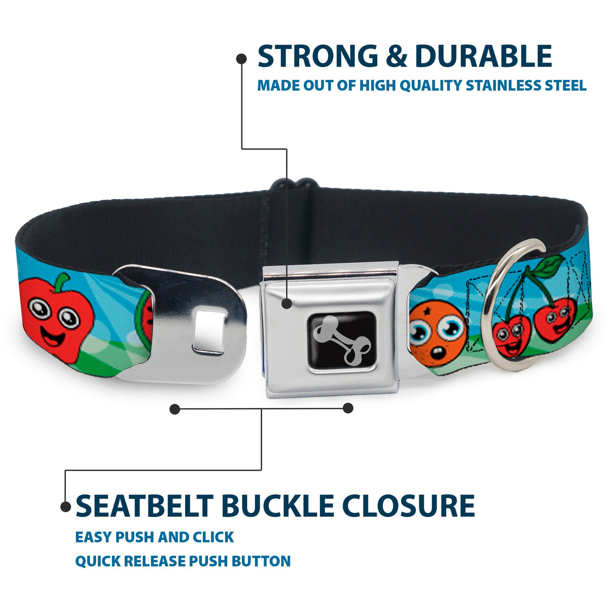 Dog Bone Seatbelt Buckle Collar - Fruit Cartoon2