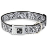Dog Bone Seatbelt Buckle Collar - Floral Paisley3 White/Black