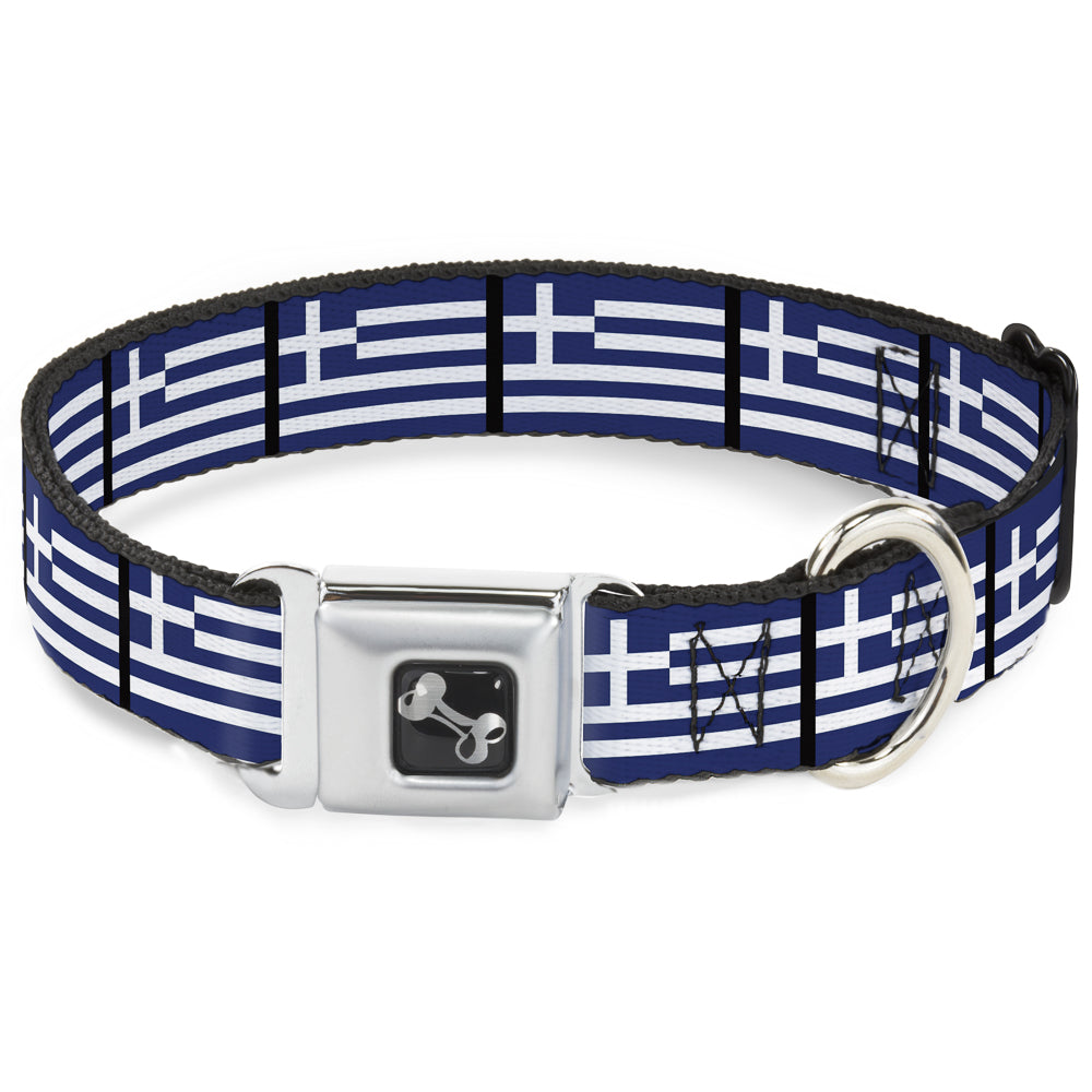 Dog Bone Seatbelt Buckle Collar - Greece Flags