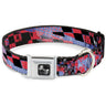 Dog Bone Seatbelt Buckle Collar - Grunge Checker Flag Blue/Red