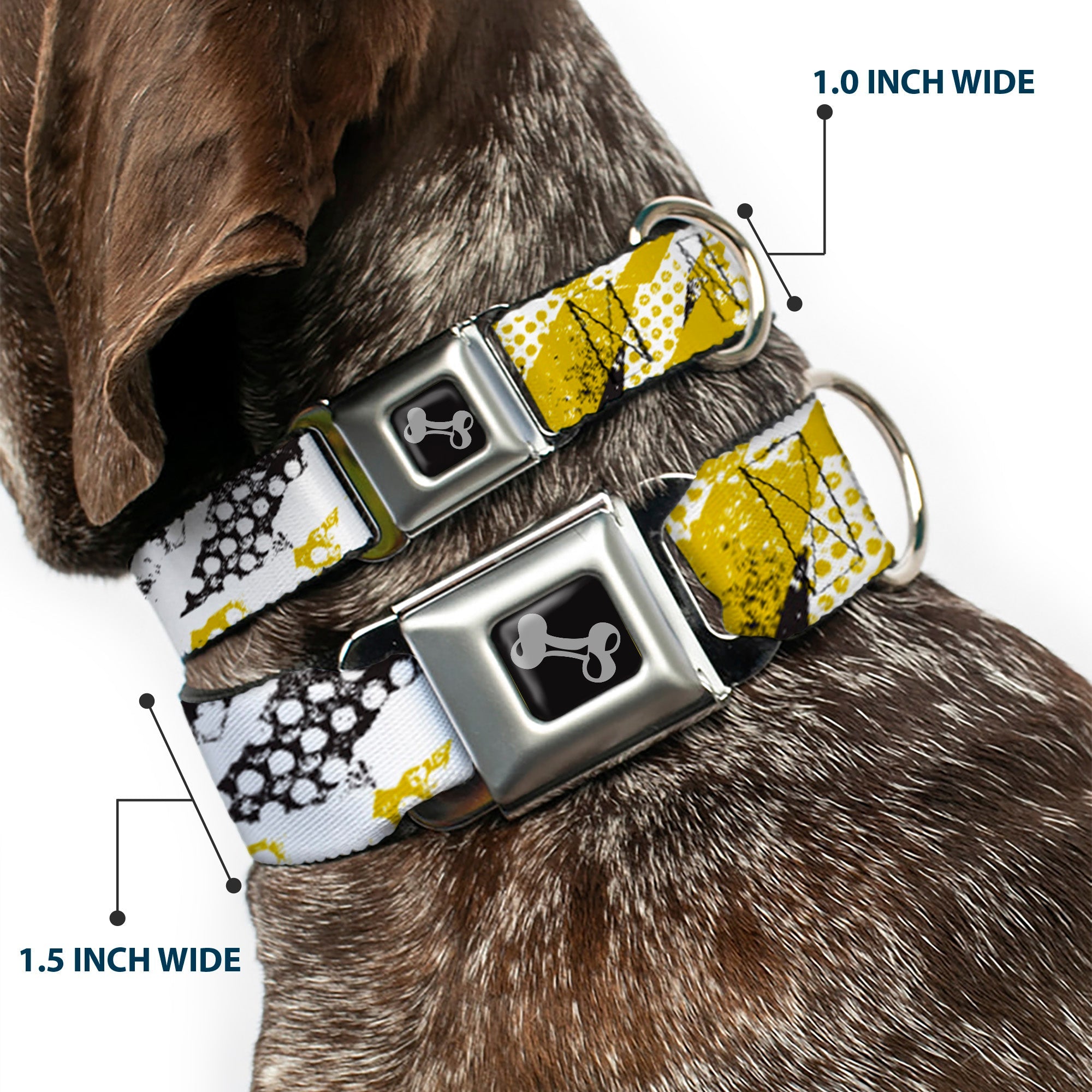 Dog Bone Seatbelt Buckle Collar - Grunge Tread Yellow