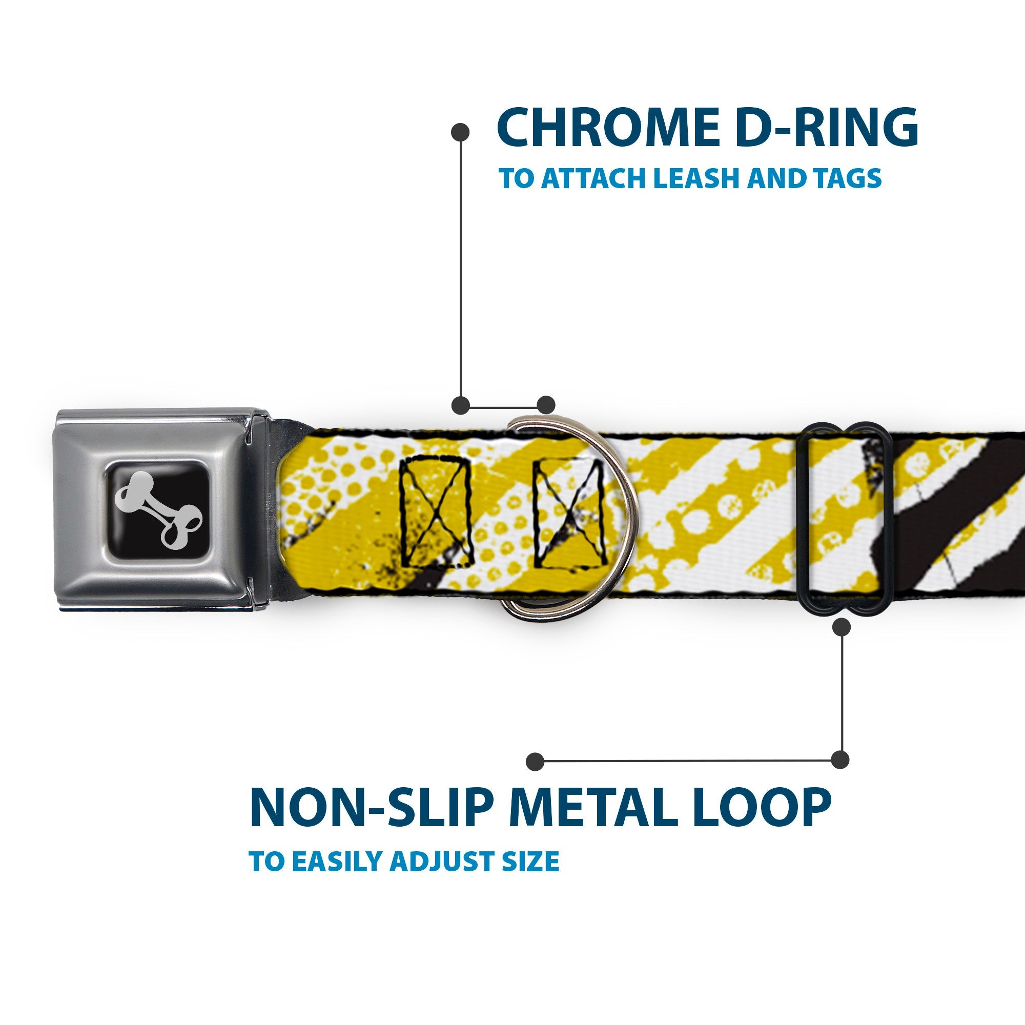 Dog Bone Seatbelt Buckle Collar - Grunge Tread Yellow