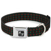 Dog Bone Seatbelt Buckle Collar - Geometric3 Black/Forest Green/Red