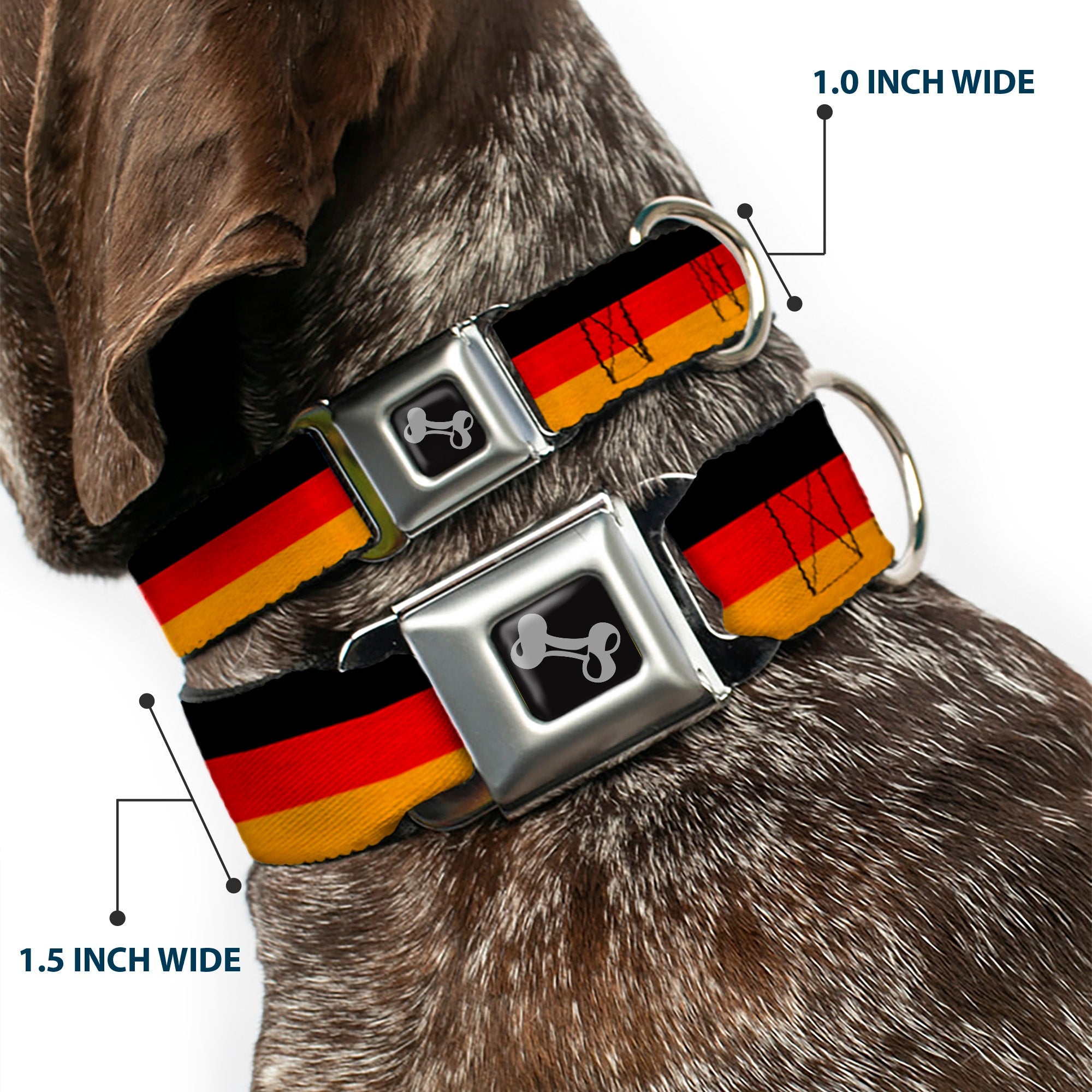 Dog Bone Seatbelt Buckle Collar - Germany Flag Weathered