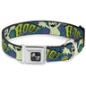 Dog Bone Seatbelt Buckle Collar - Ghost BOO! Blue/Multi Color