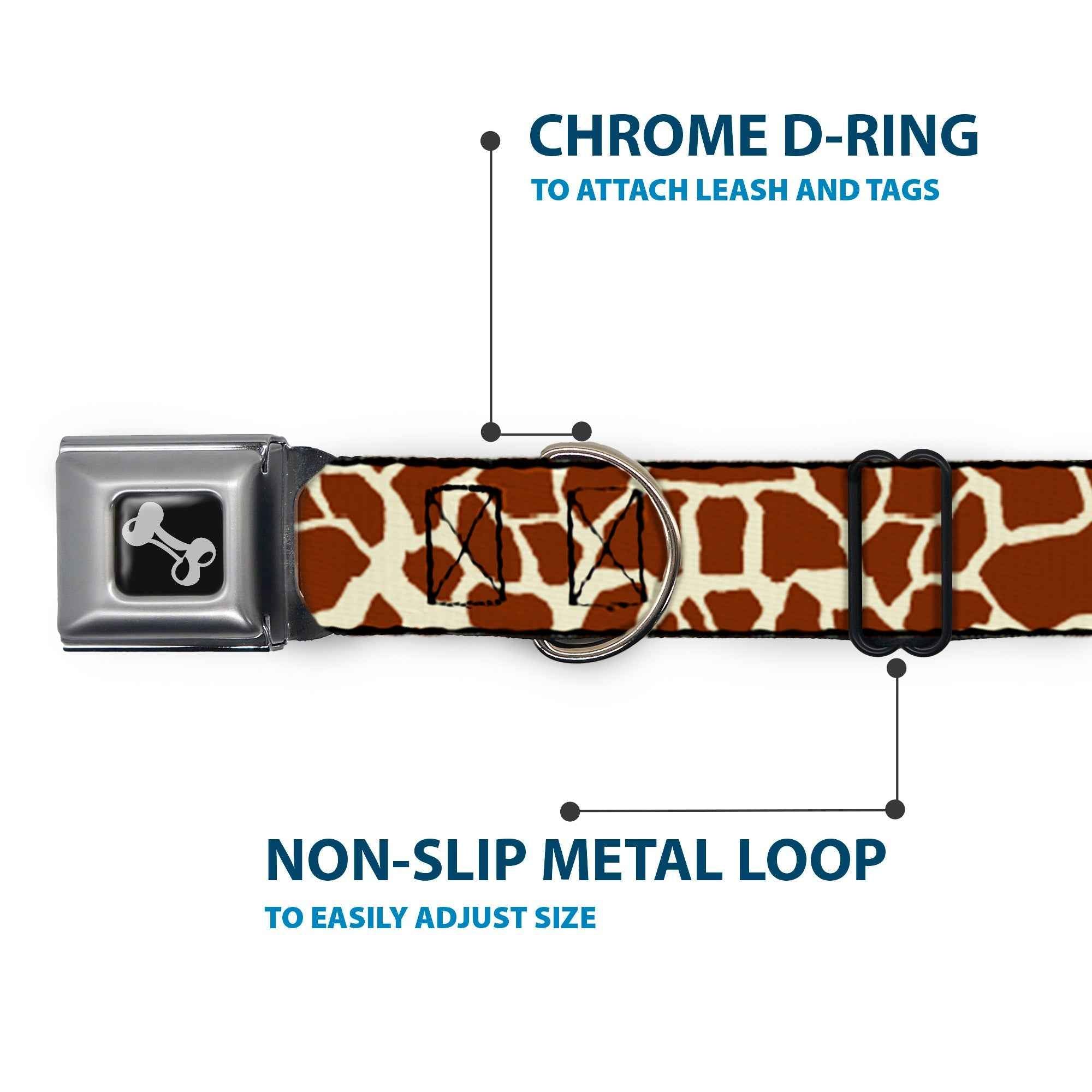 Buckle-Down Giraffe Spots2 Cream/Brown Seatbelt Buckle Dog Collar
