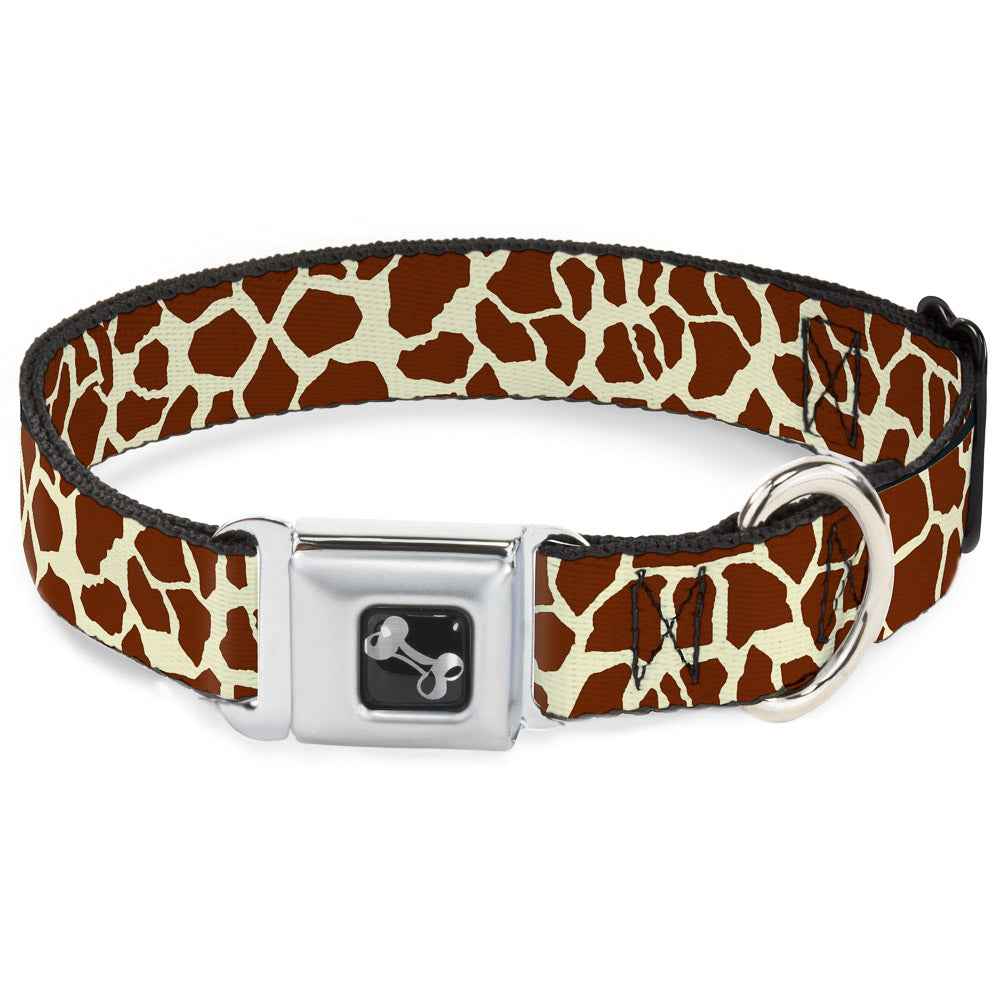 Buckle-Down Giraffe Spots2 Cream/Brown Seatbelt Buckle Dog Collar