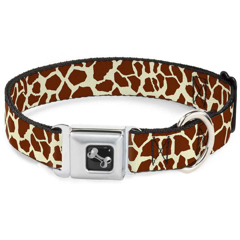 Buckle-Down Giraffe Spots2 Cream/Brown Seatbelt Buckle Dog Collar