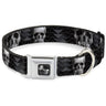 Dog Bone Seatbelt Buckle Collar - Geometric 3-D Skull Face/Chevron Black/Grays/White