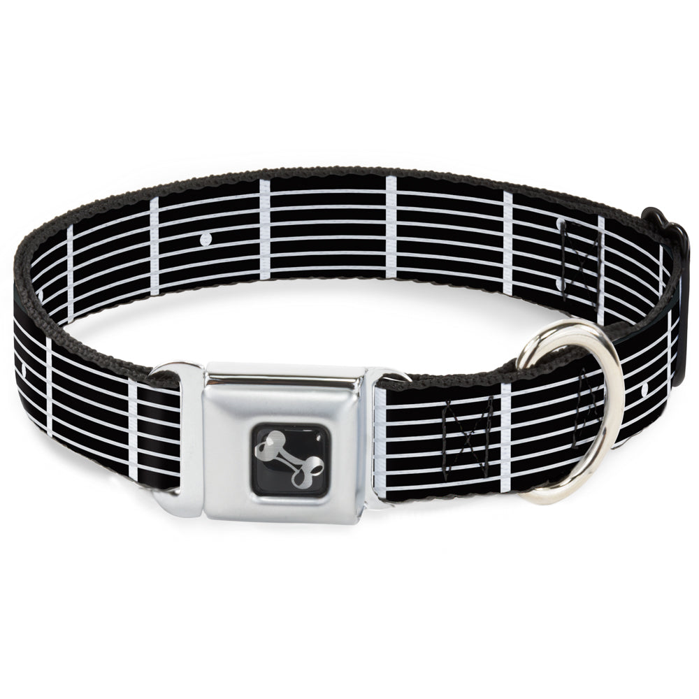 Dog Bone Seatbelt Buckle Collar - Guitar Neck Black/White