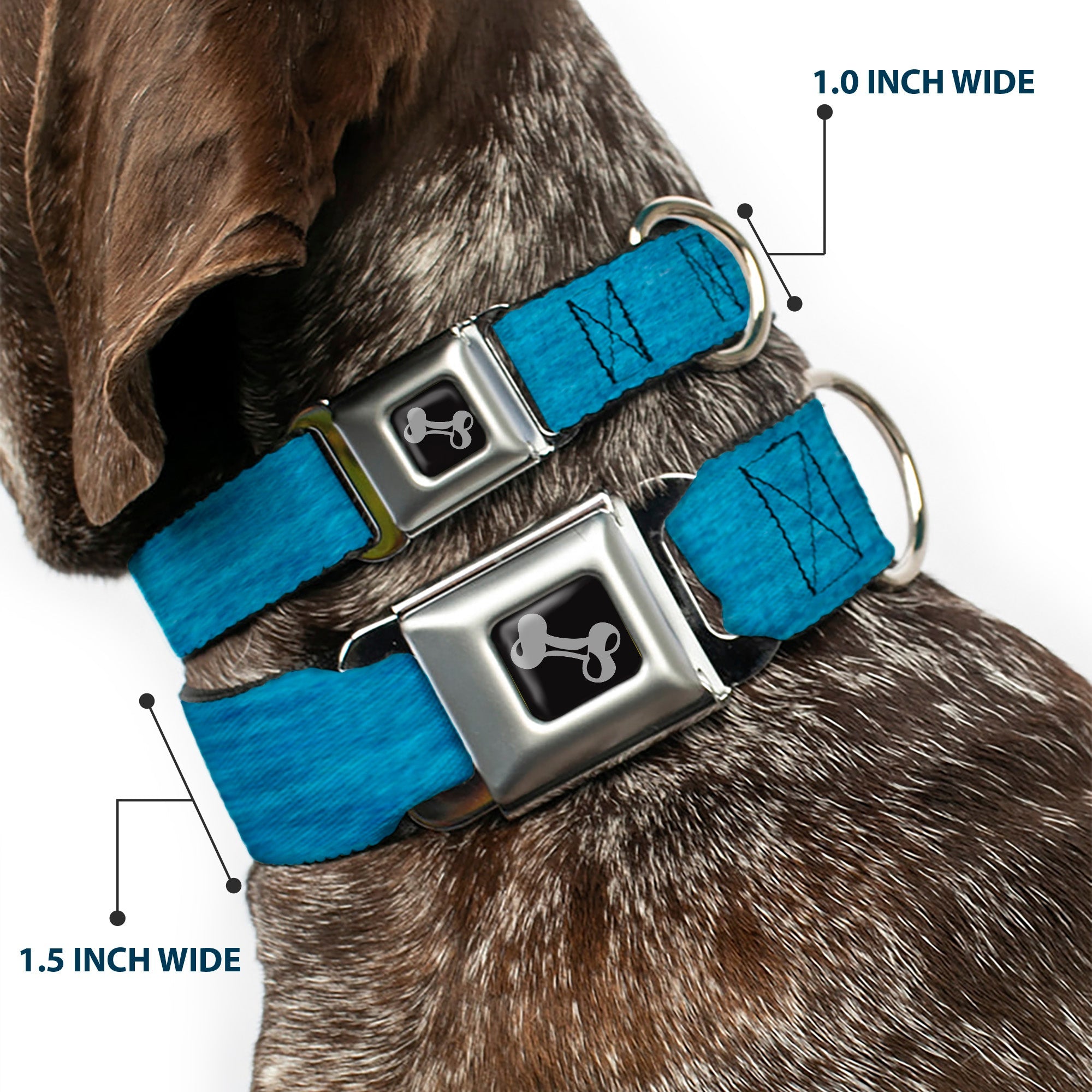 Dog Bone Seatbelt Buckle Collar - Heather Blue