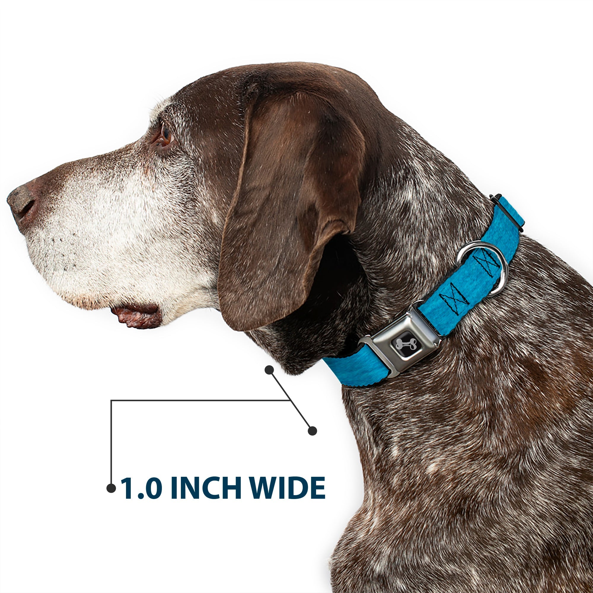 Dog Bone Seatbelt Buckle Collar - Heather Blue