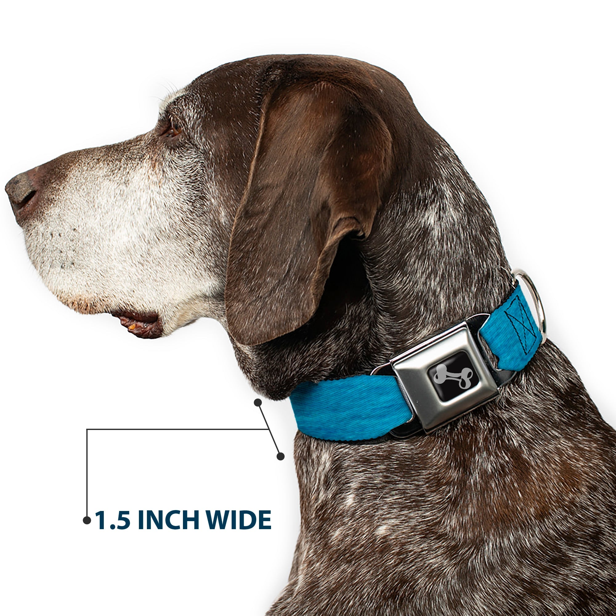 Dog Bone Seatbelt Buckle Collar - Heather Blue