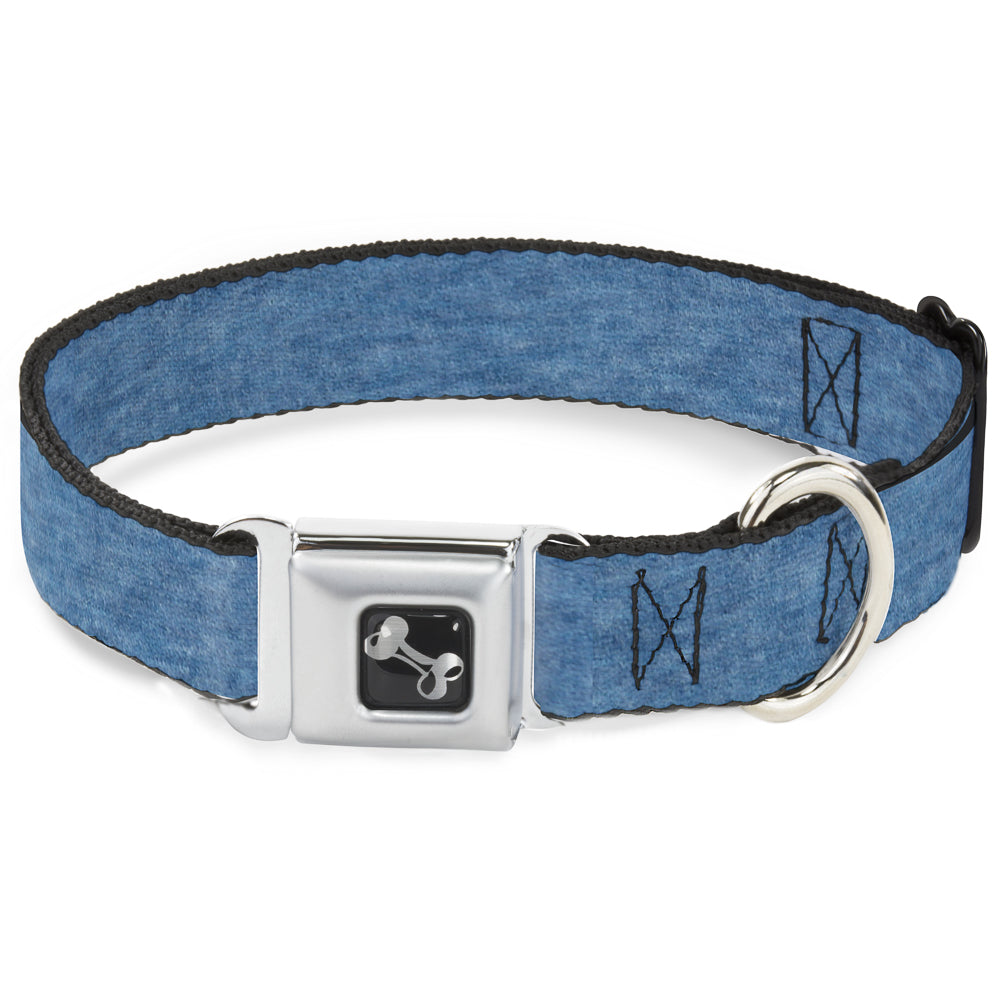 Dog Bone Seatbelt Buckle Collar - Heather Blue