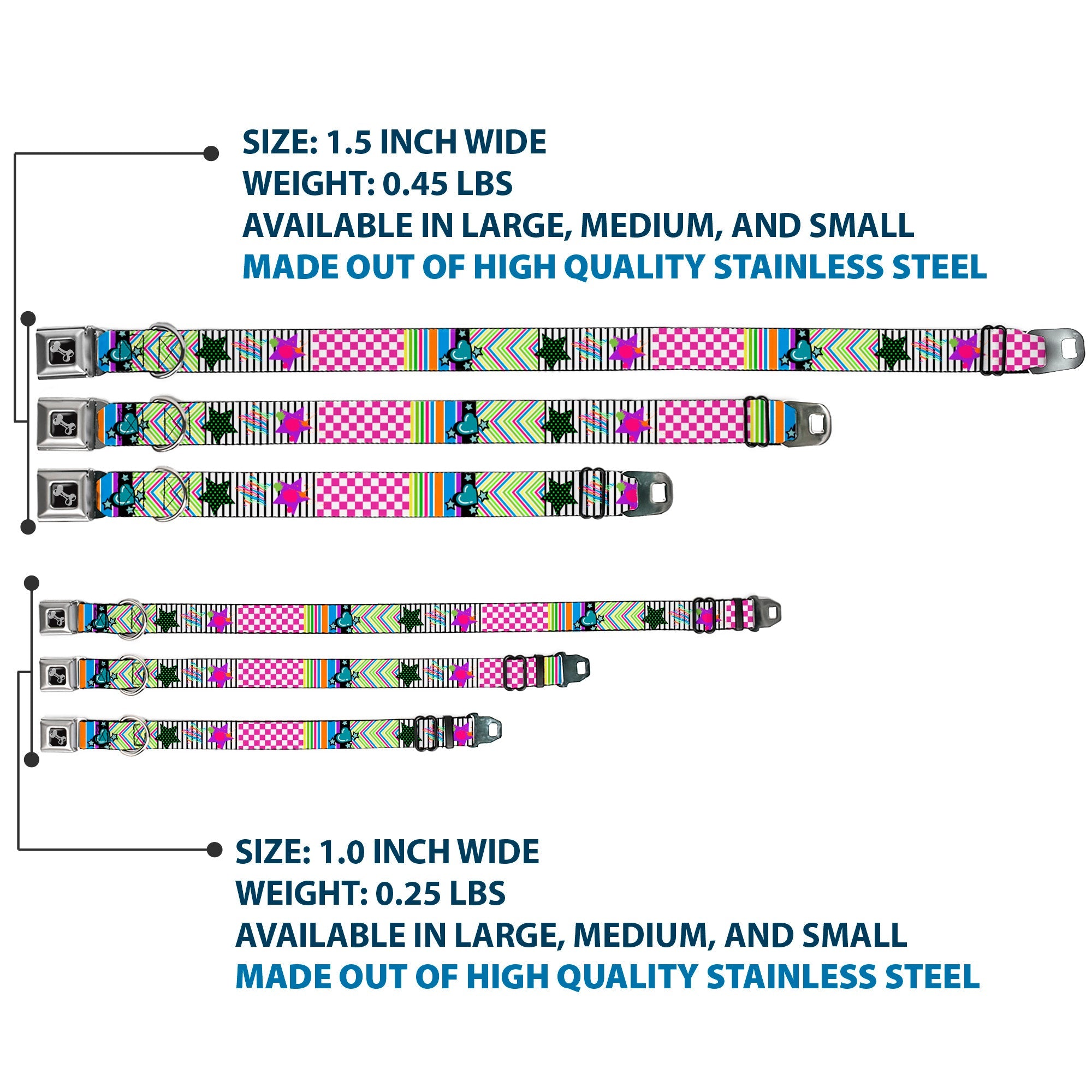 Dog Bone Seatbelt Buckle Collar - Icons & Patterns 2