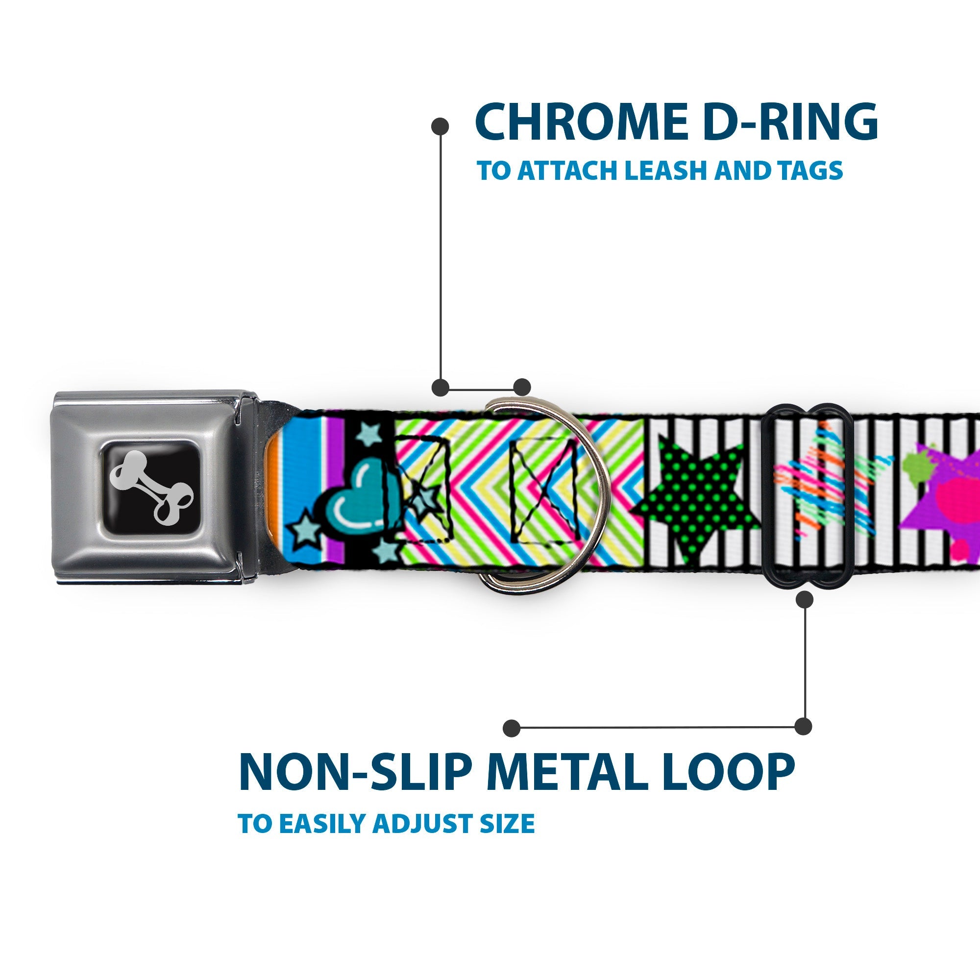 Dog Bone Seatbelt Buckle Collar - Icons & Patterns 2